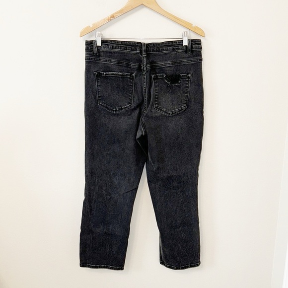 FLYING MONKEY Ultra High Rise Jeans Vintage Black Distressed Crop Size 31 - Picture 3 of 7